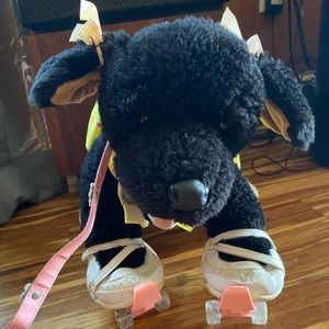 Build-A-Bear Black Dog w/ clothes and roller skate